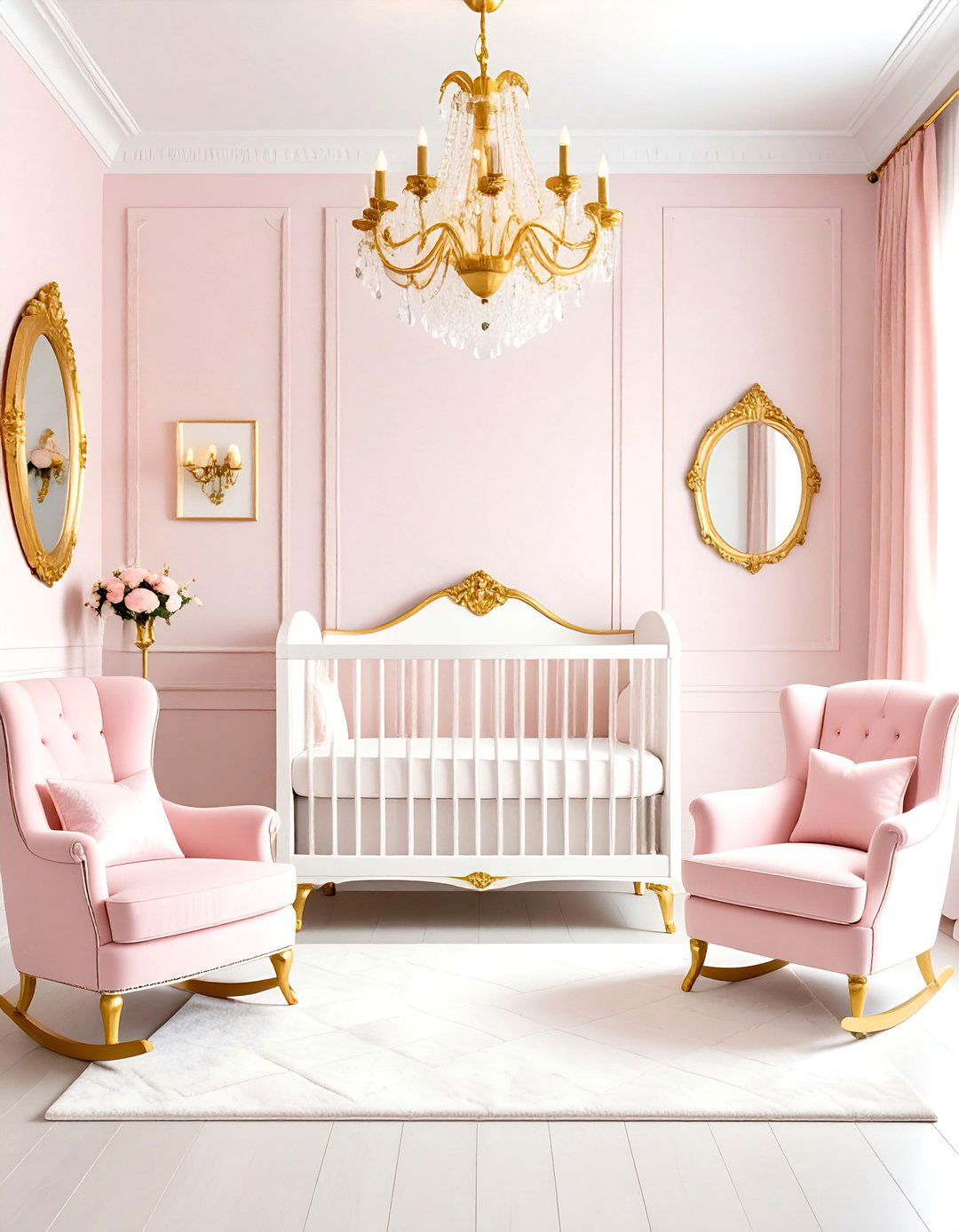 Pink and Gold Glamorous Nursery Design - 24 Pink Nursery Ideas