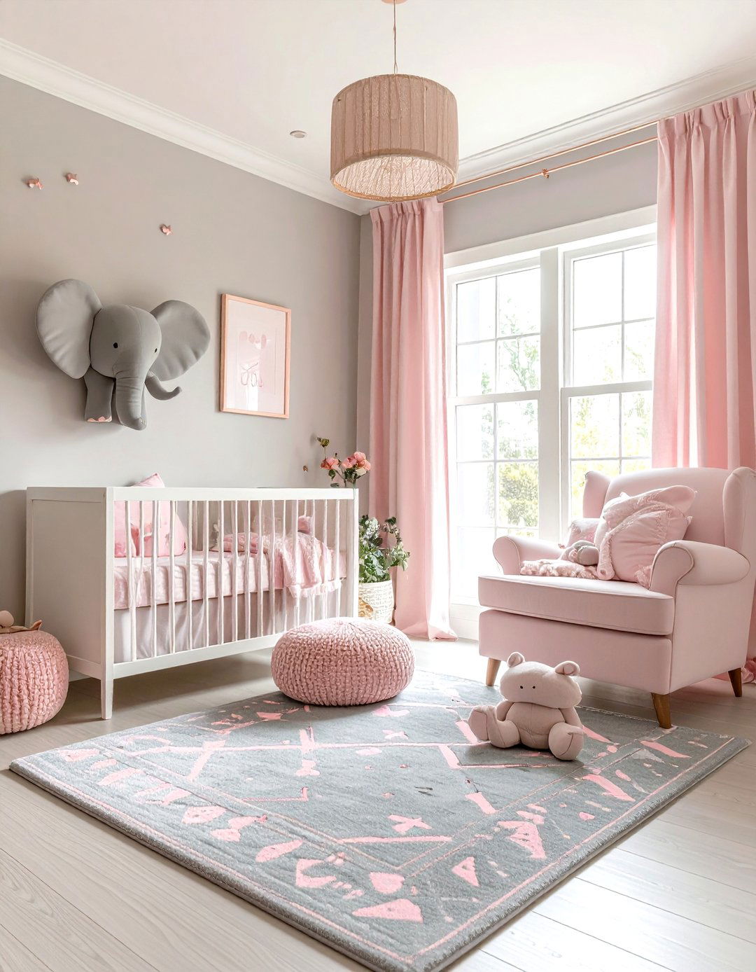 Pink and Gray Girl Elephant Nursery - 24 Elephant Nursery Ideas