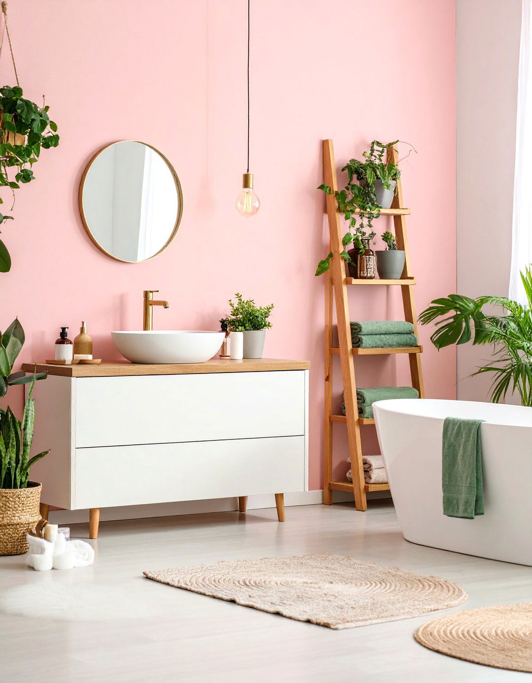 Pink and Green Bathroom - 24 Apartment Bathroom Ideas