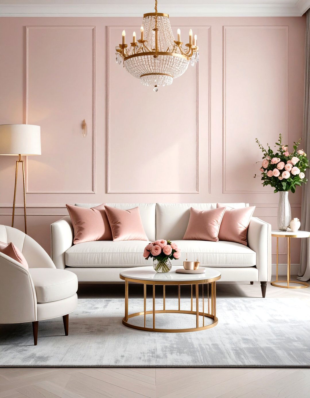 Pink and Grey Romance - 24 grey carpet living room ideas
