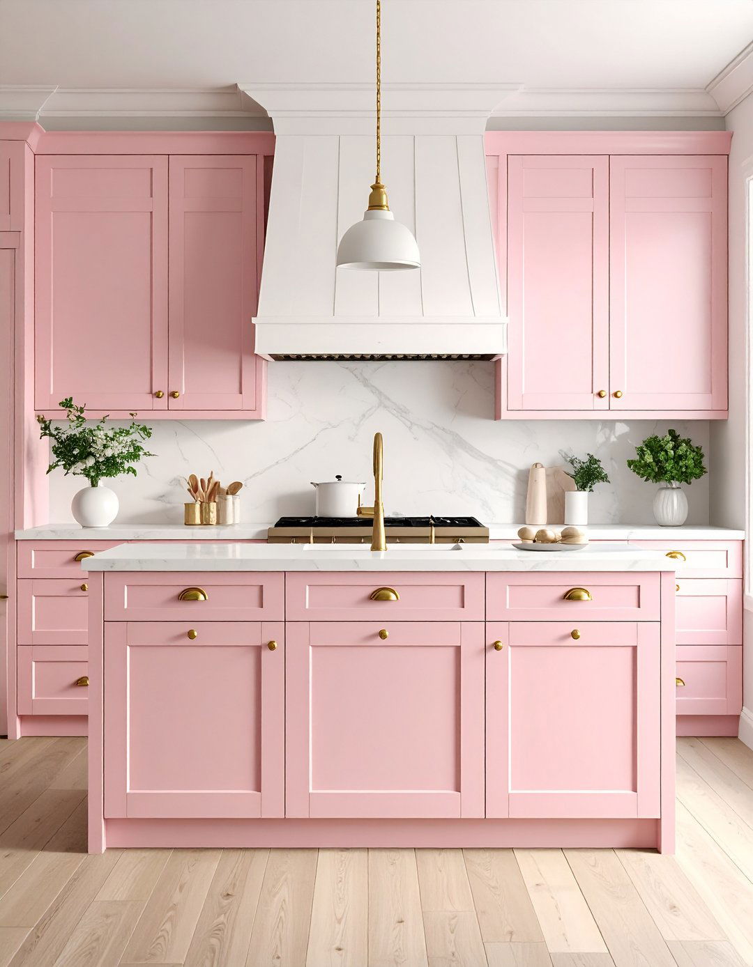 Pink and White Shaker Kitchen - 24 Pink Kitchen Ideas