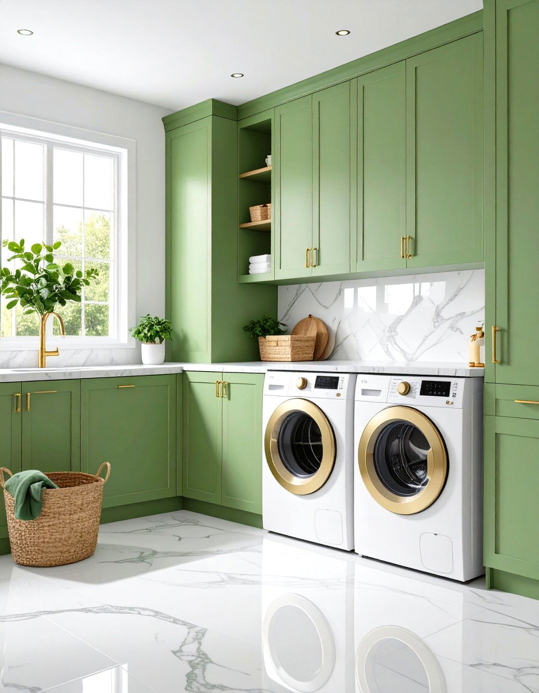 Pistachio Green Playful Sophistication - 24 Green Laundry Room Ideas