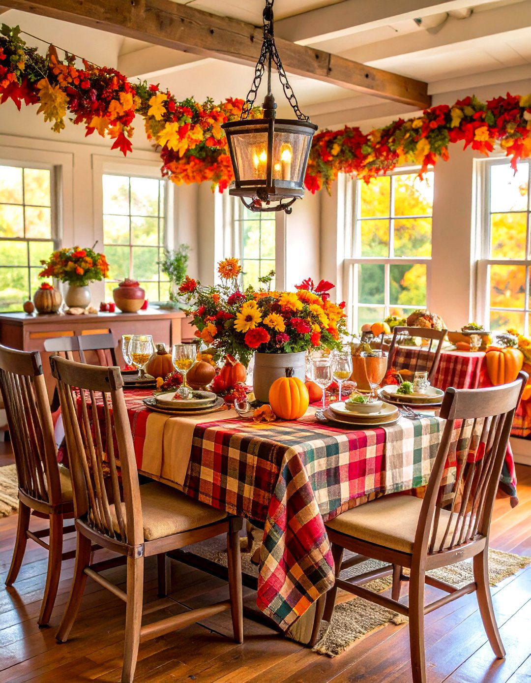 Plaid and Burlap Country Style - 24 Thanksgiving Decor Ideas