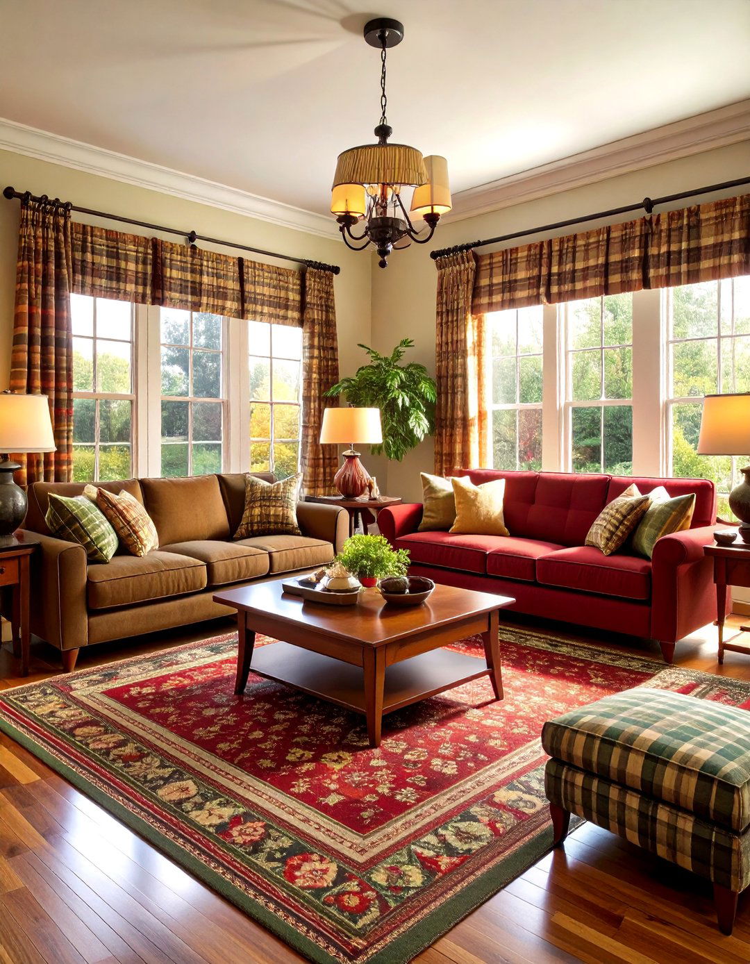 Plaid and Texture Cozy Living Room - 24 1950s Living Room Ideas