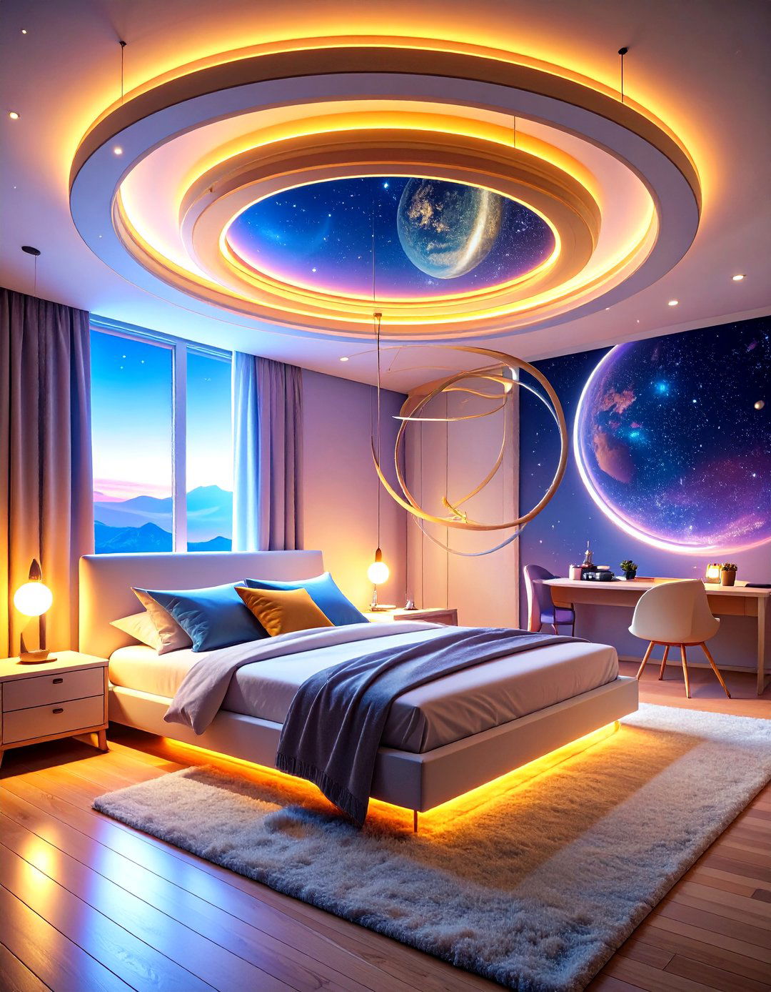 Planetary Ring System - 24 Space-themed Room Ideas