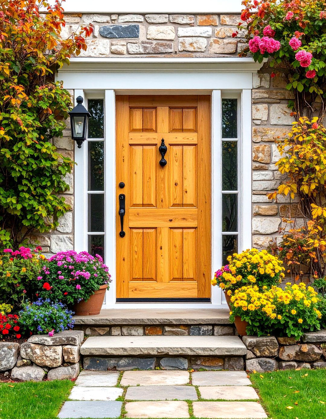 Plank Style Colonial Farmhouse Door - 24 Colonial Front Door Ideas