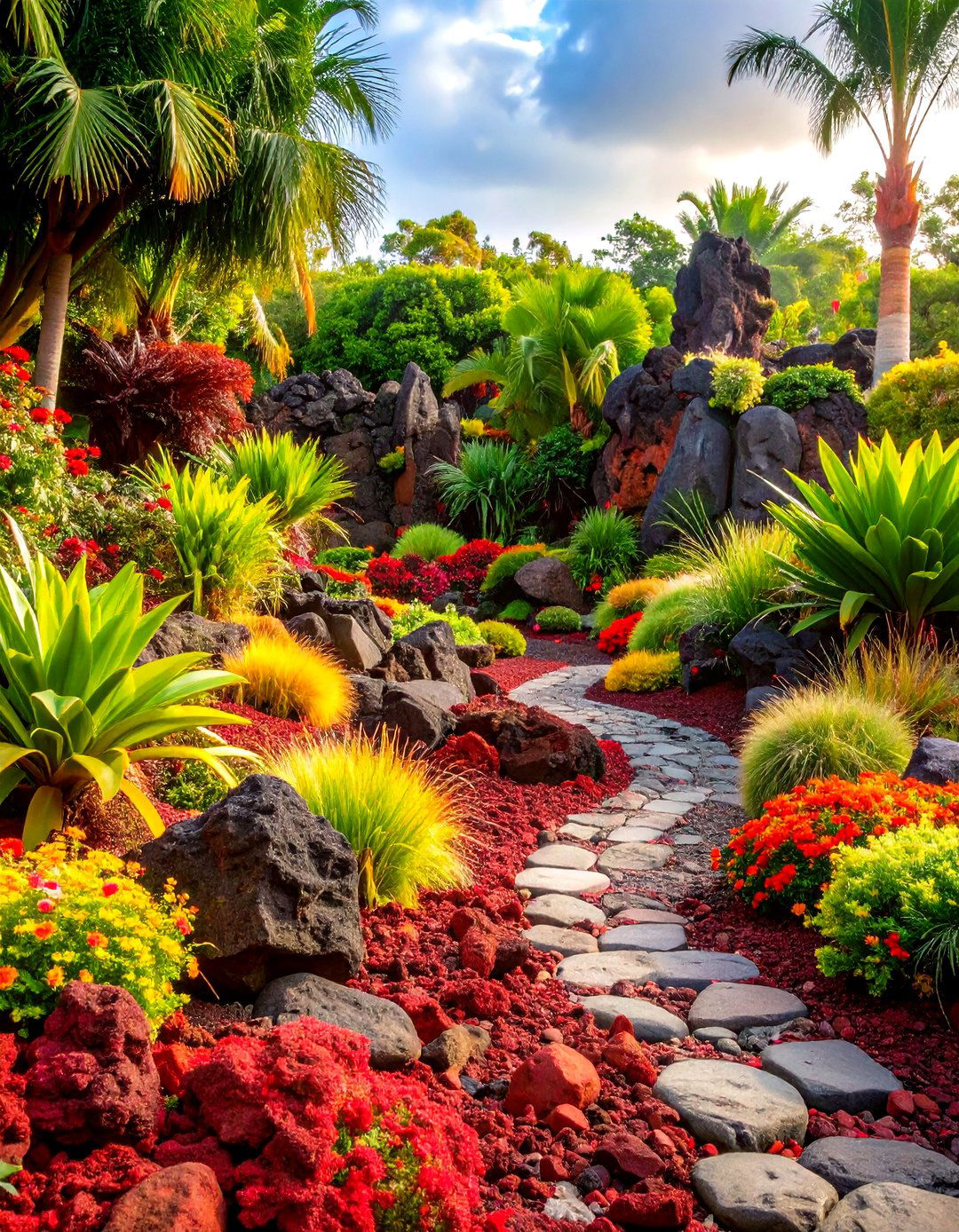 Plant Bed Accent Features - 24 Red Lava Rock Landscaping Ideas