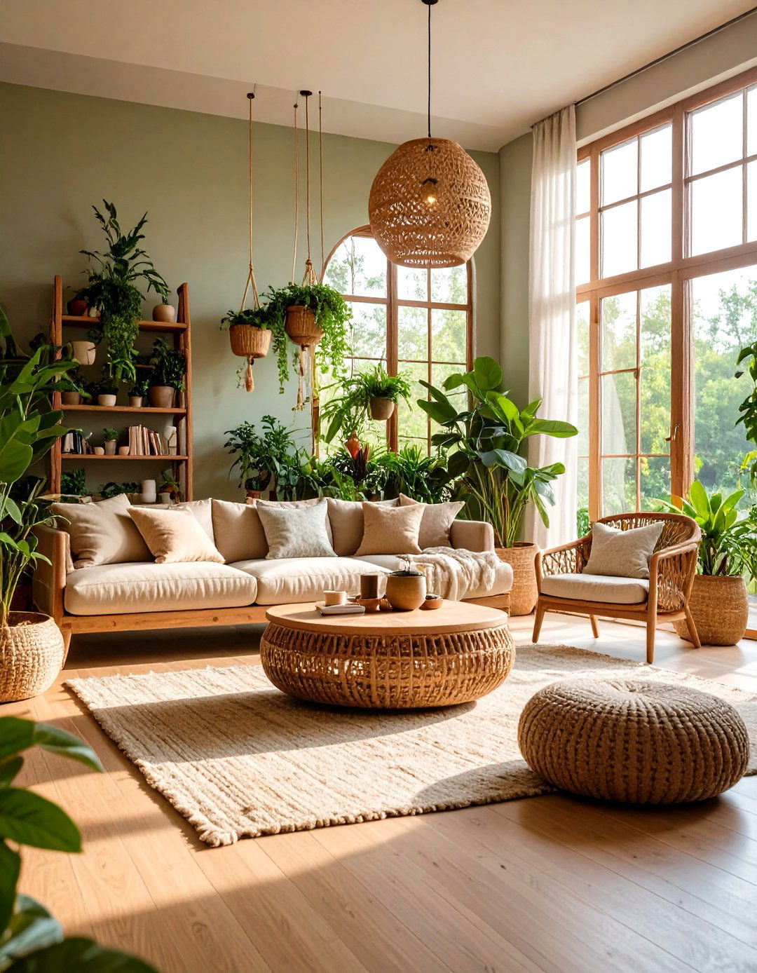 Plant Filled Biophilic Living Room - 24 Condo Living Room Ideas