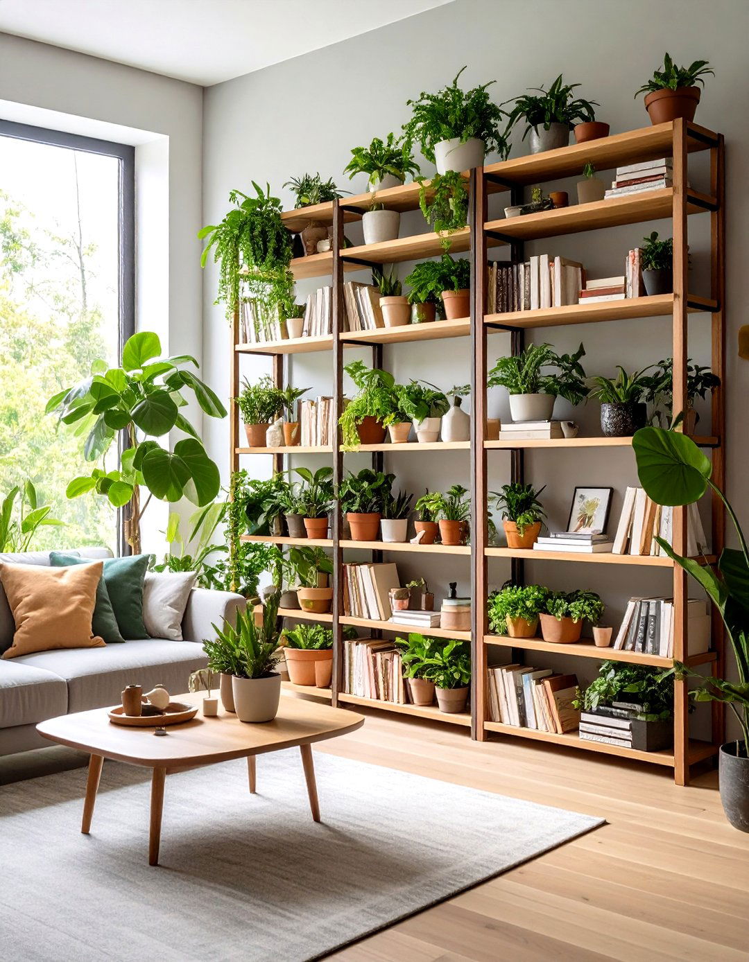 Plant Integrated Living Bookshelf Gardens - 24 Living Room Bookshelf Ideas