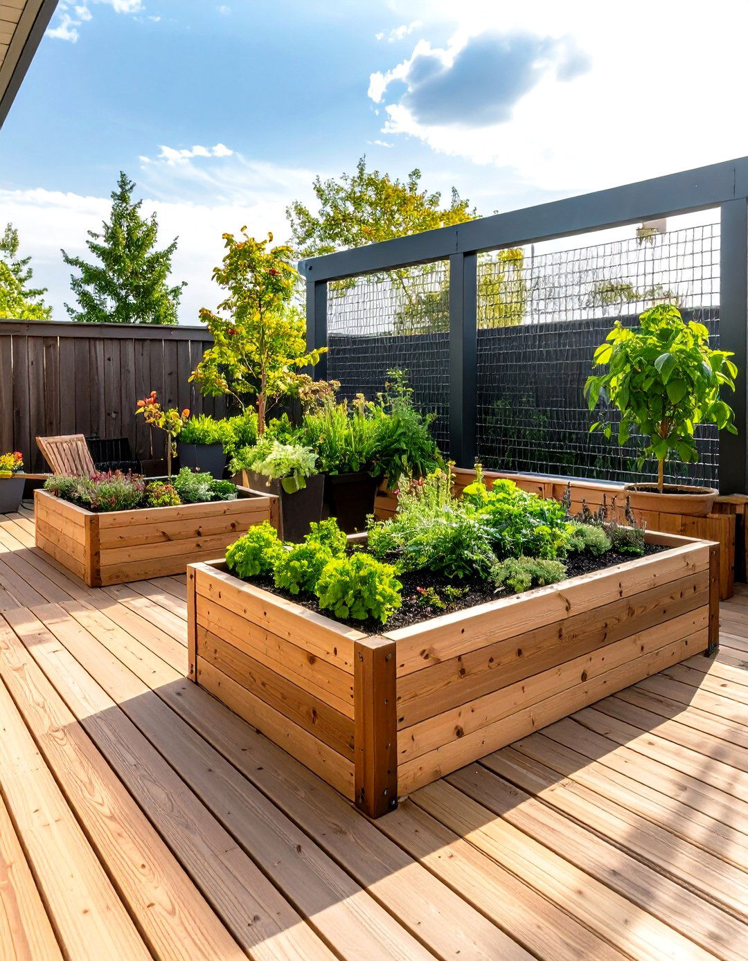 Planter Box Integrated Hog Wire System - 24 Hog Wire Deck Railing Ideas