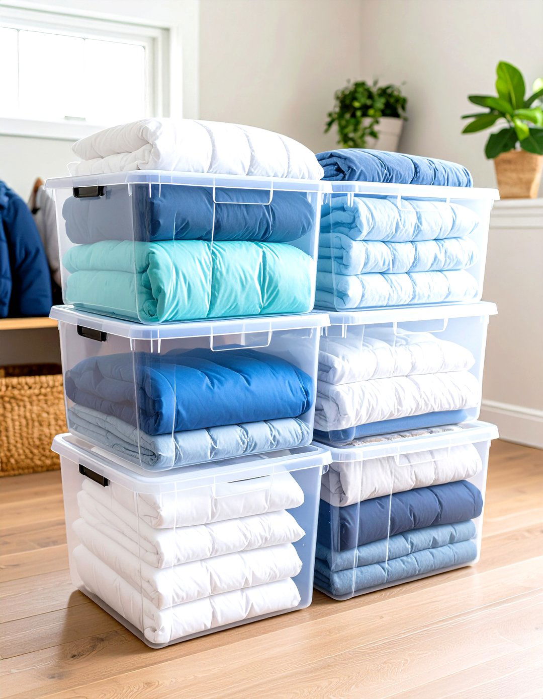 Plastic Storage Bin Organization - 24 Comforter Storage Ideas