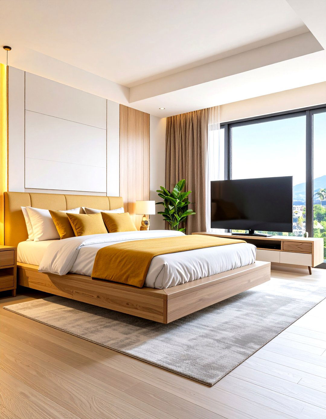 Platform Bed with Integrated TV - 24 Bedroom Tv Ideas