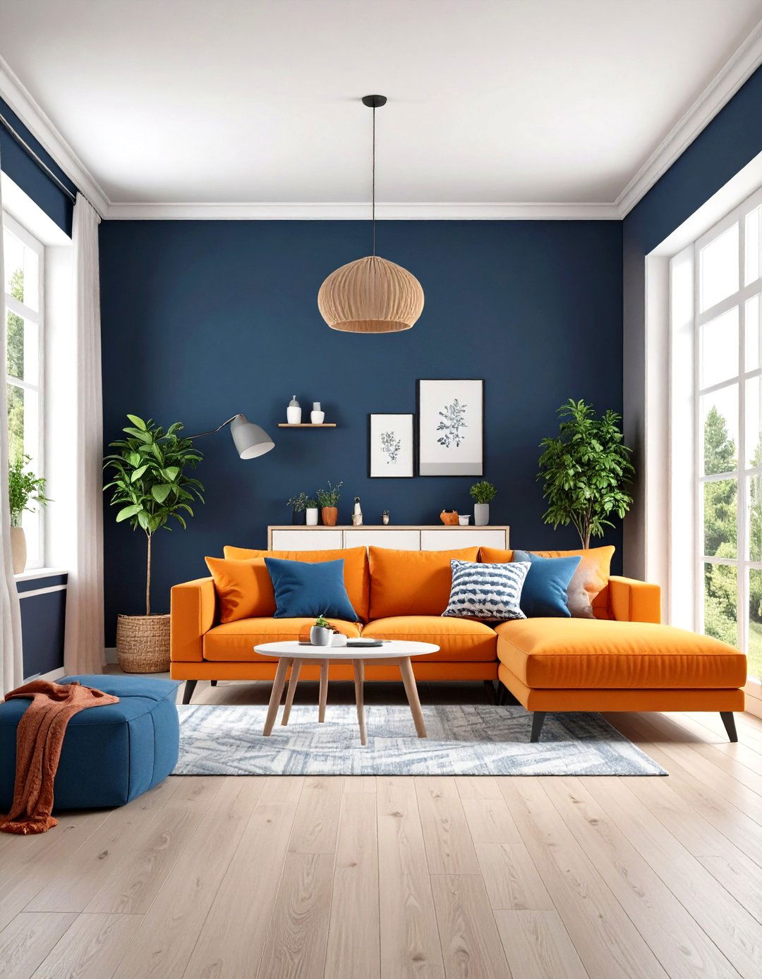 Playful Family Friendly Orange and Blue Zone - 24 orange and blue living room ideas