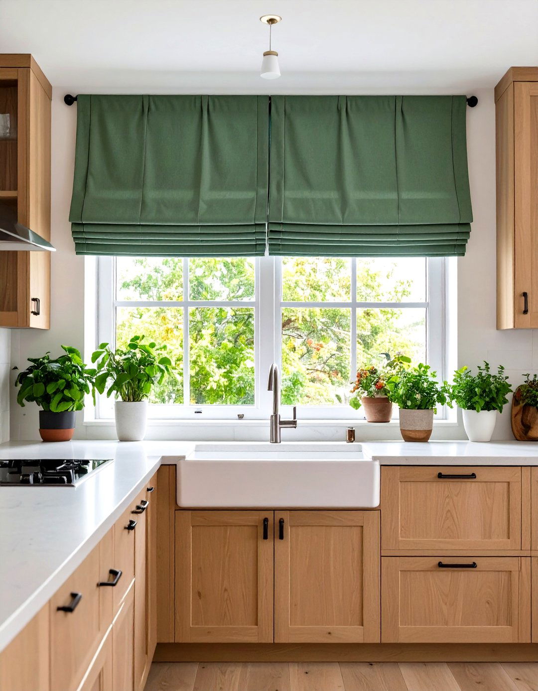 Pleated Kitchen Valance with Structured Tailoring - 24 Kitchen Valance Ideas