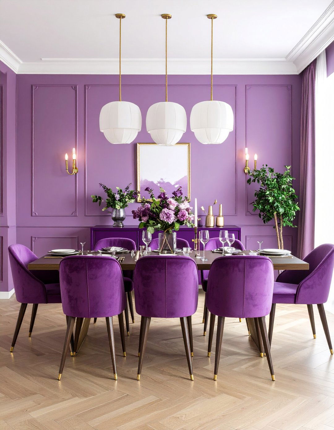 Plum Colored Dining Room Buffet - 24 Purple Dining Room Ideas