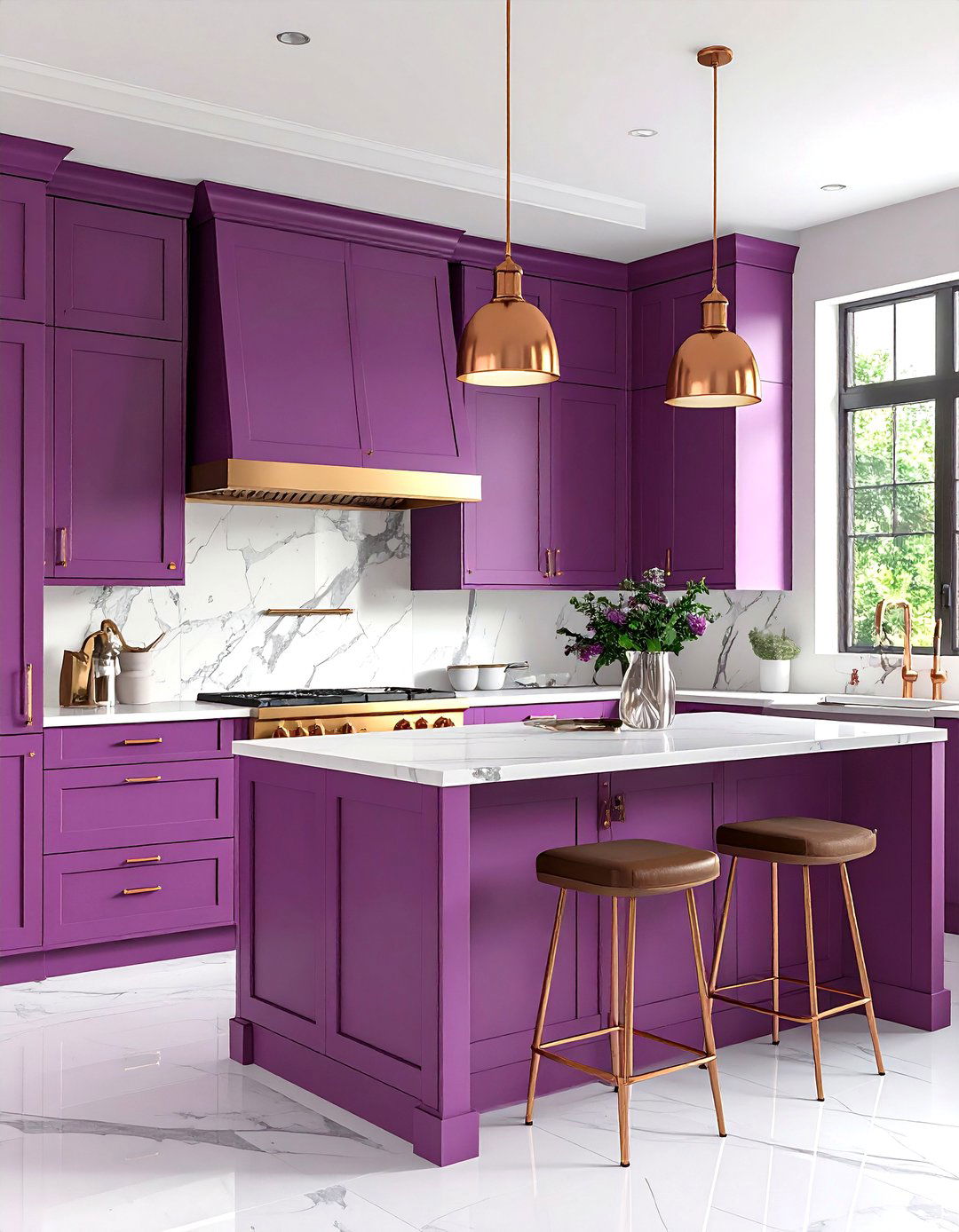 Plum Kitchen with Copper Accents - 24 Kitchen Color Ideas