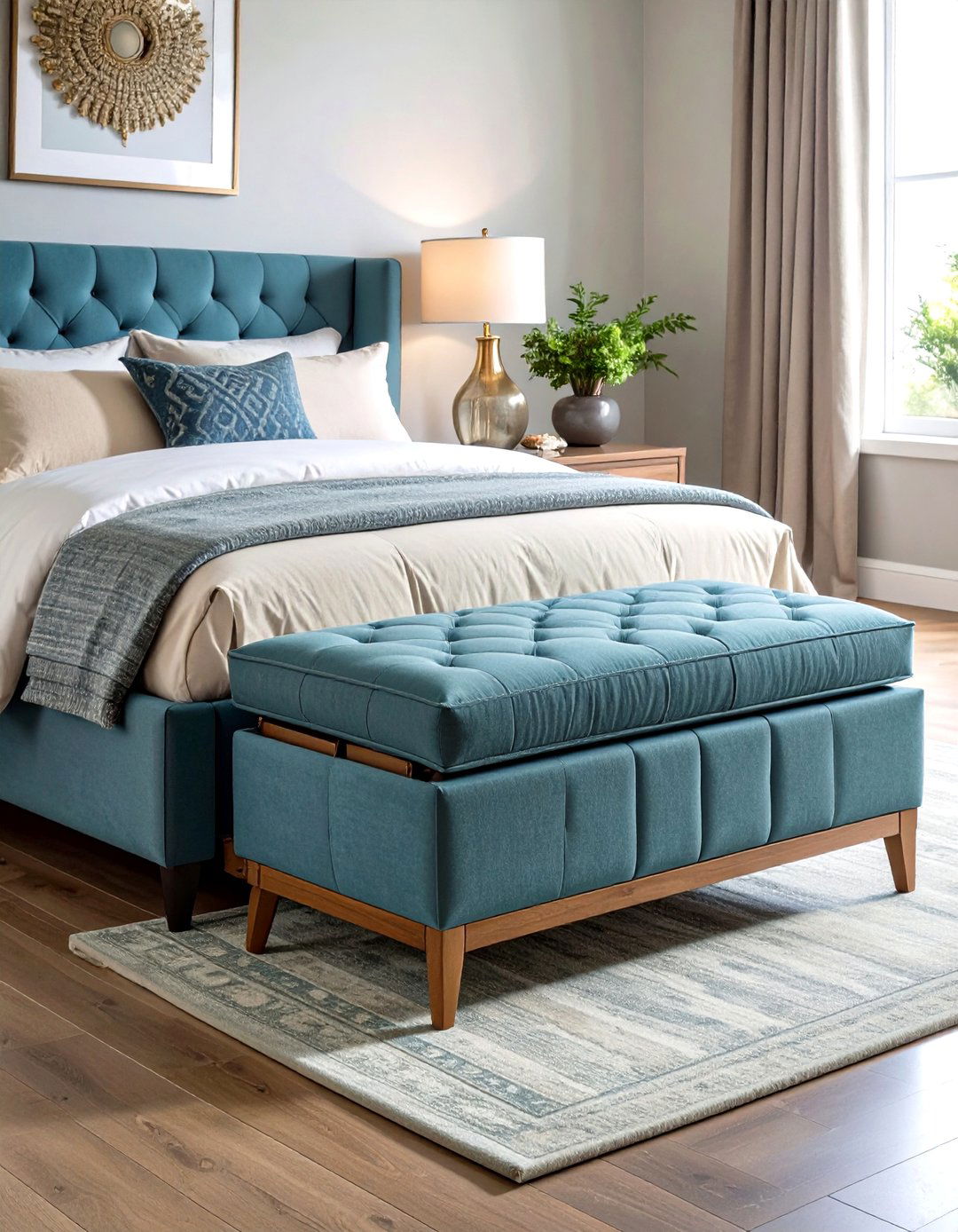 Plush Bedroom Bench with Storage - 24 Bedroom Chair Ideas