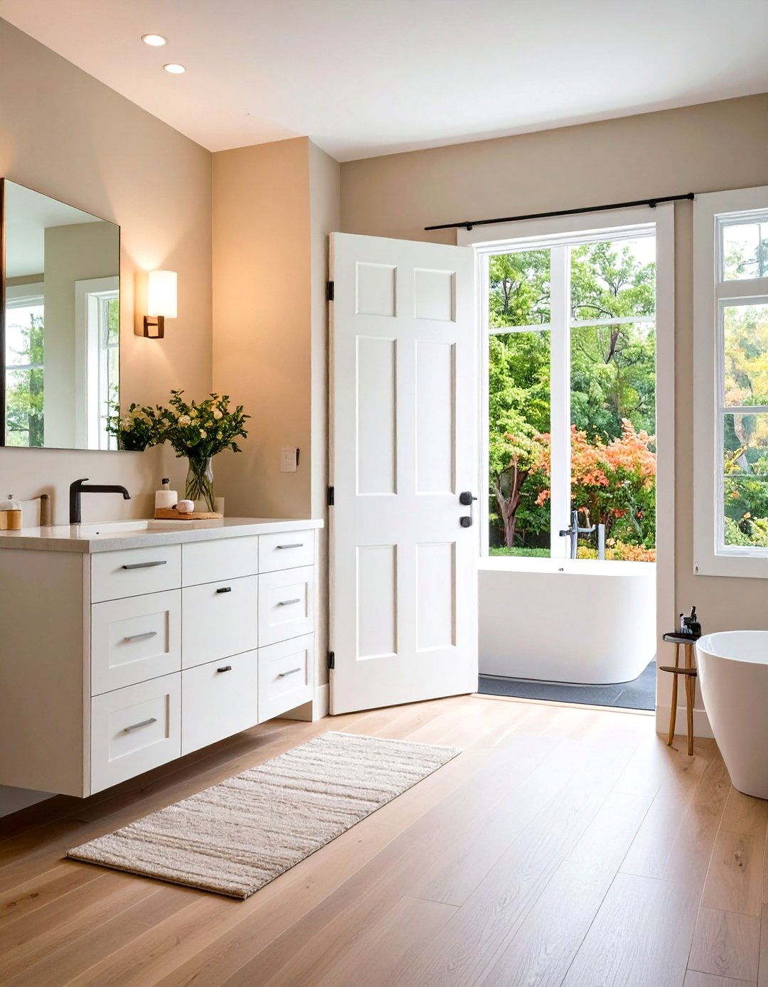 Pocket Door Space Saving Solution - 24 Small White Bathroom Ideas