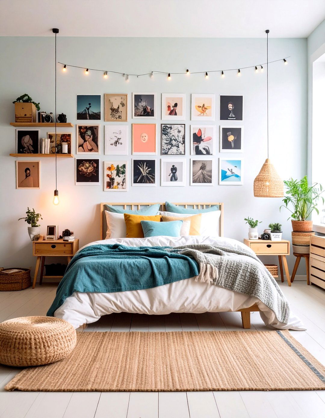 Polaroid Memory Wall Room with Personal Photo Collages - 24 Indie Room Ideas