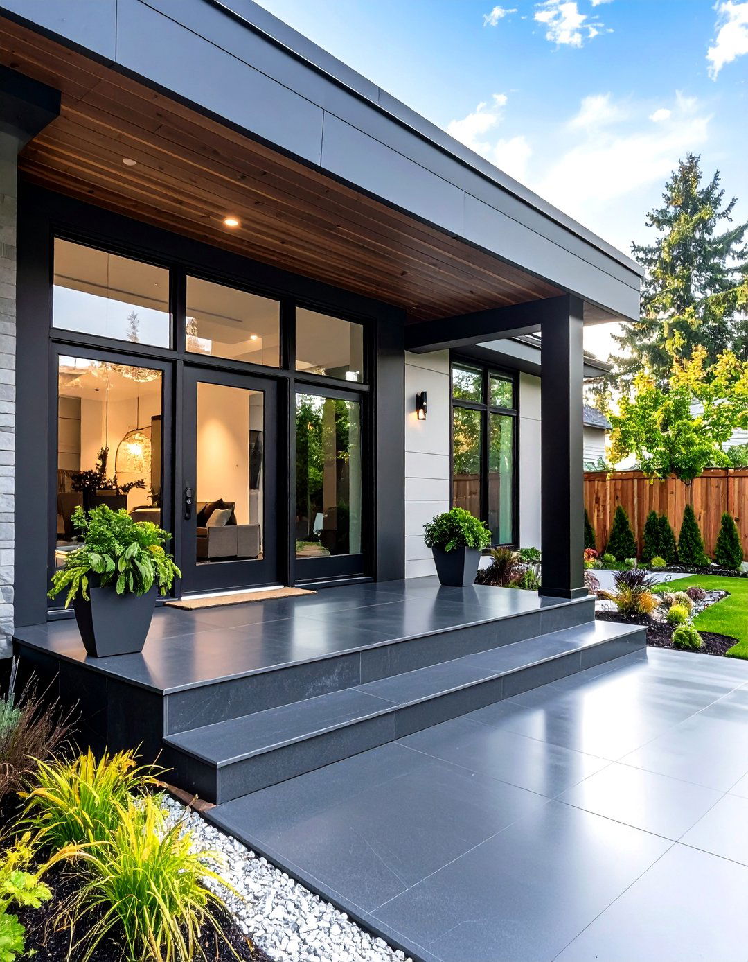 Polished Concrete Contemporary Porch - 24 Concrete Porch Ideas