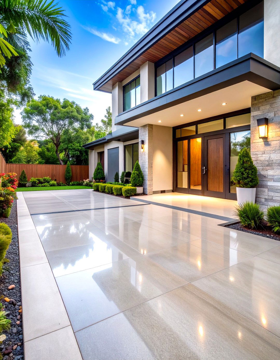 Polished Concrete Driveway - 24 Concrete Driveway Ideas