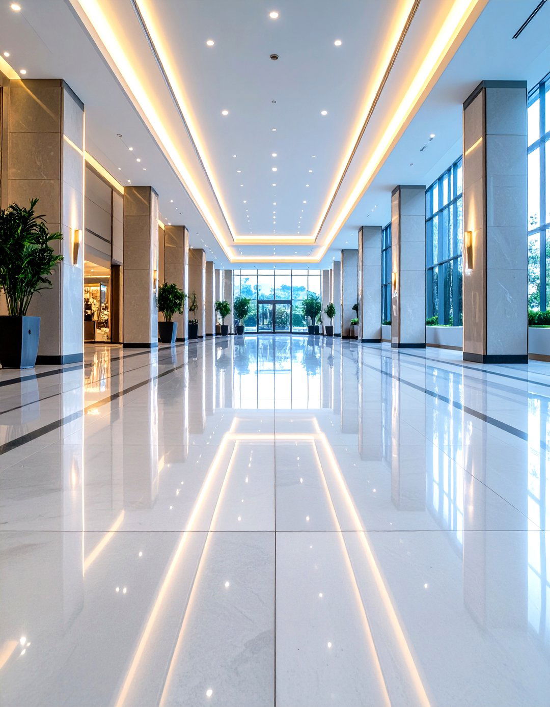 Polished Concrete with Inlaid Borders - 24 Concrete Floor Ideas