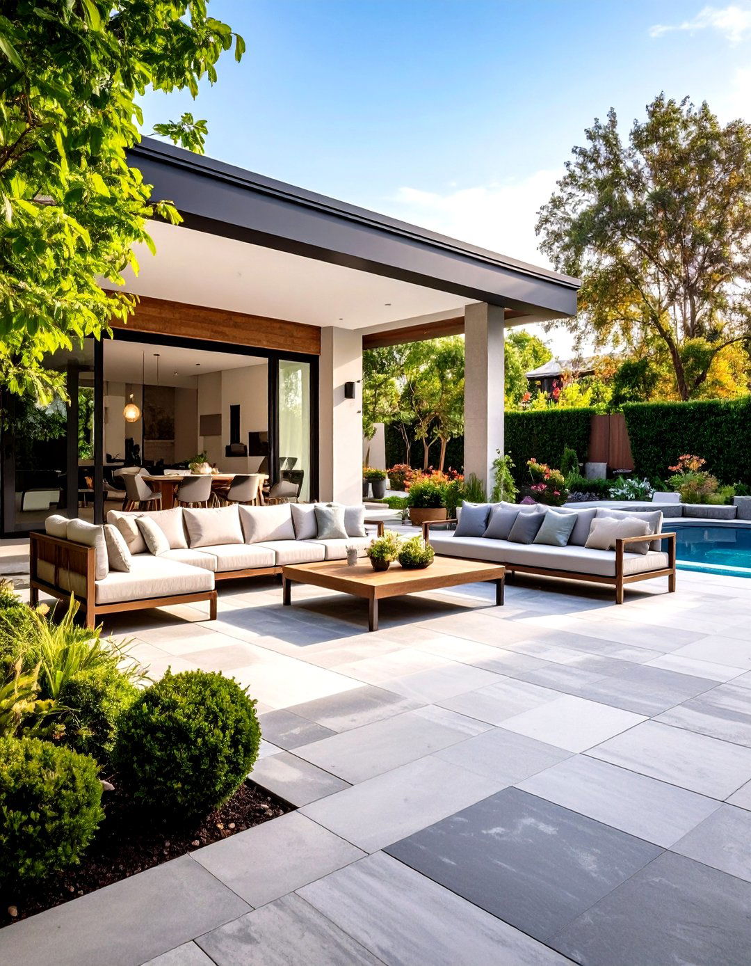 Polished Contemporary Flagstone Design - 24 Flagstone Patio Ideas