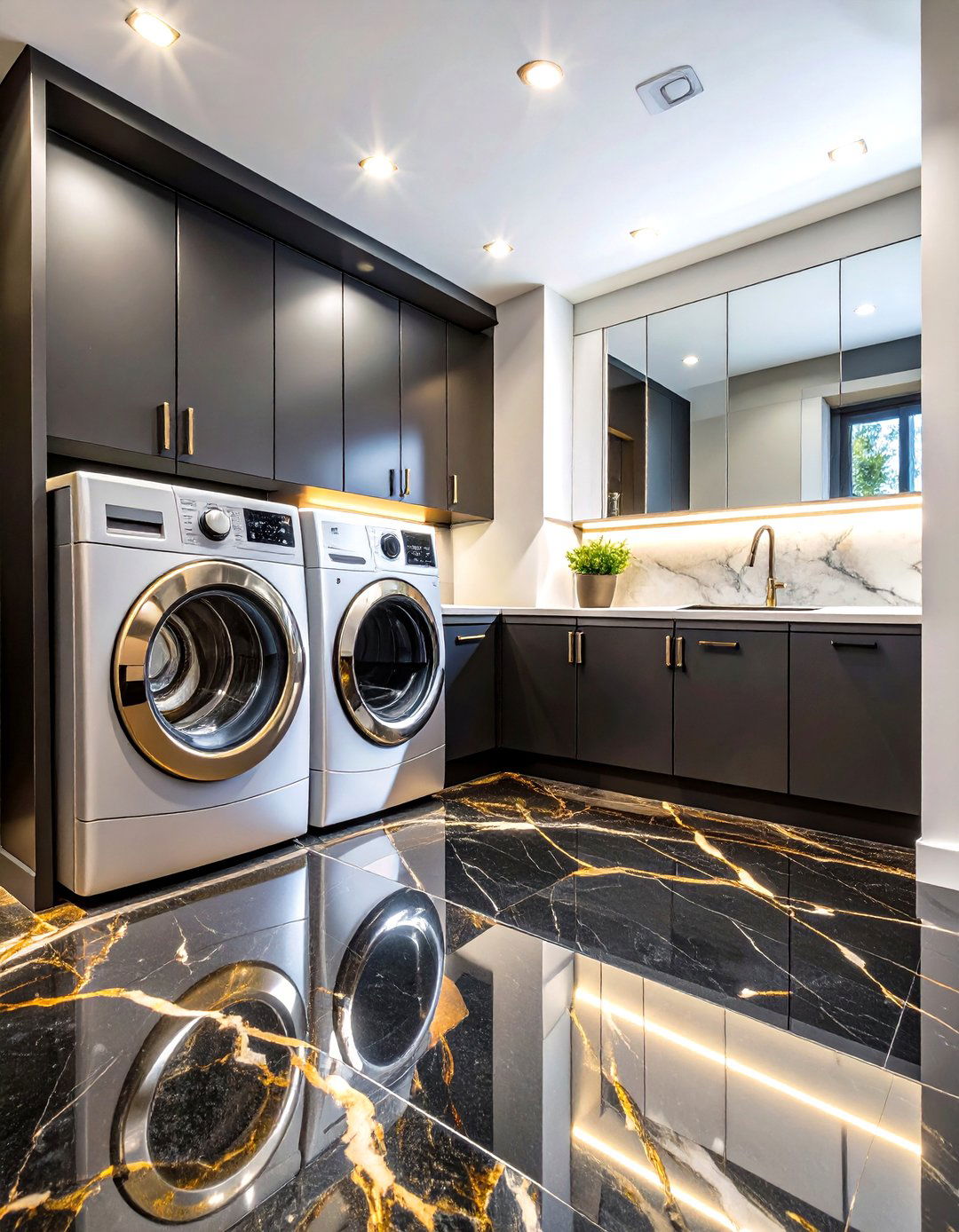 Polished Granite Tiles - 24 Laundry Room Floor Ideas