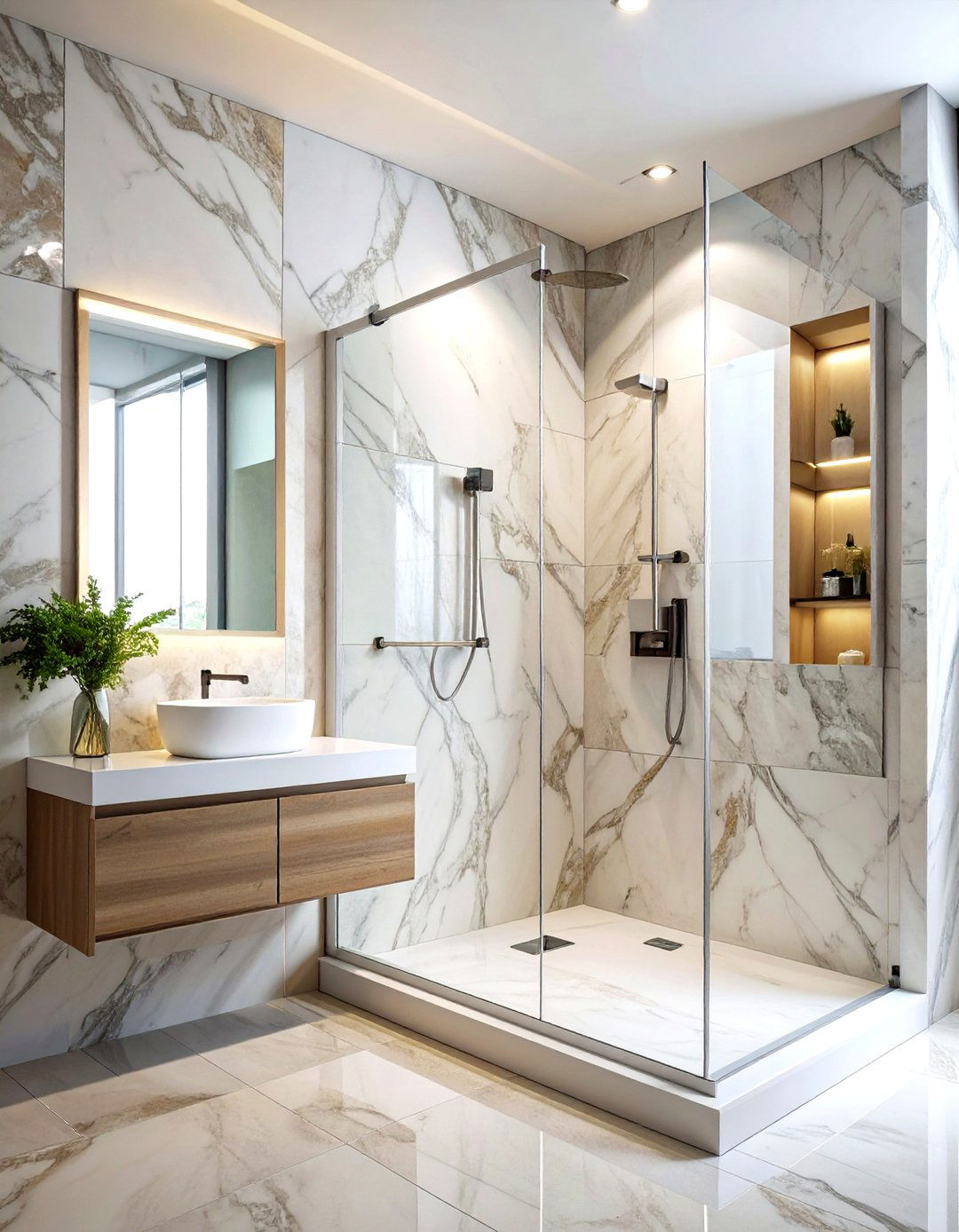 Polished Marble Shower Niche Luxury - 24 Marble Bathroom Ideas