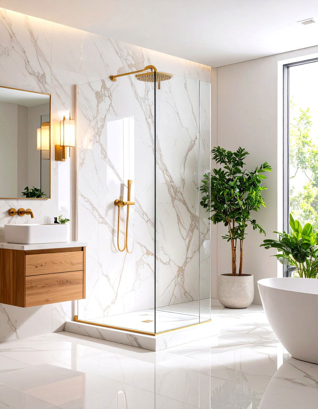 Polished Marble Sophistication - 24 Stone Shower Design Ideas