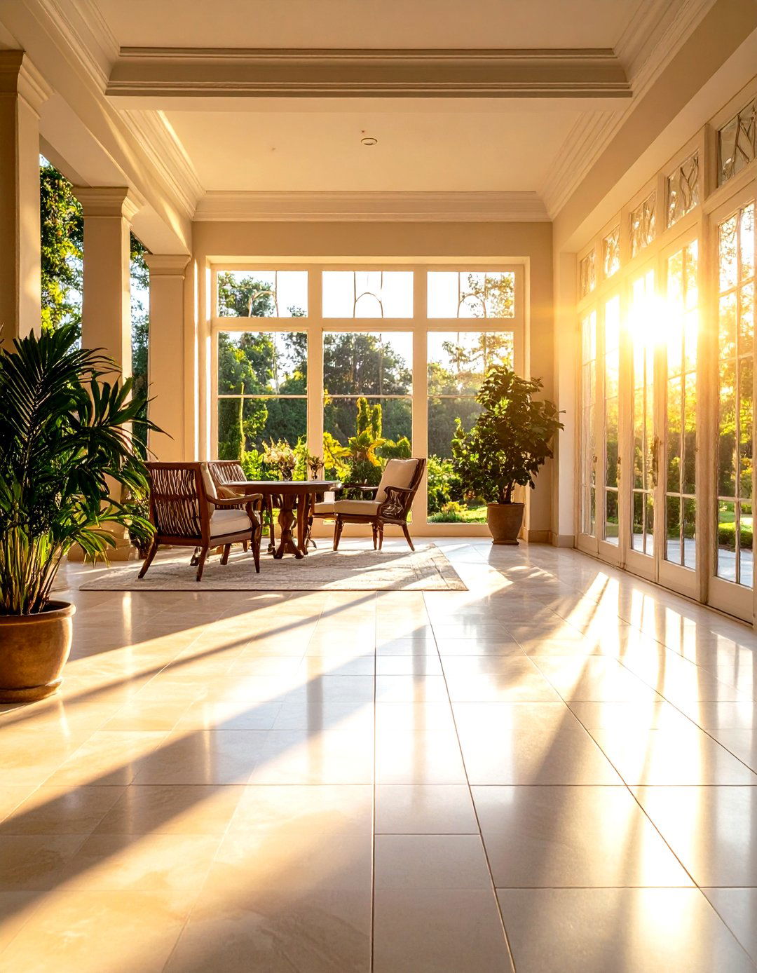 Polished Porcelain Sunroom Floor Tiles - 24 Sunroom Tile Floor Ideas