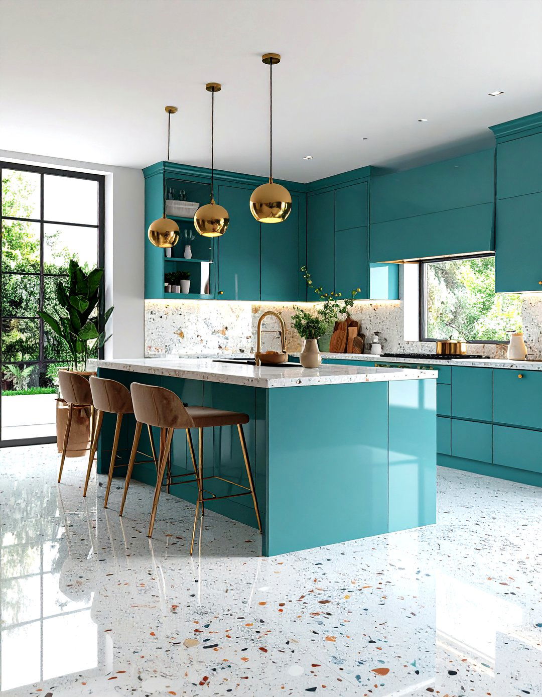 Polished Terrazzo Kitchen Surfaces - 24 Terrazzo Kitchen Floor Ideas