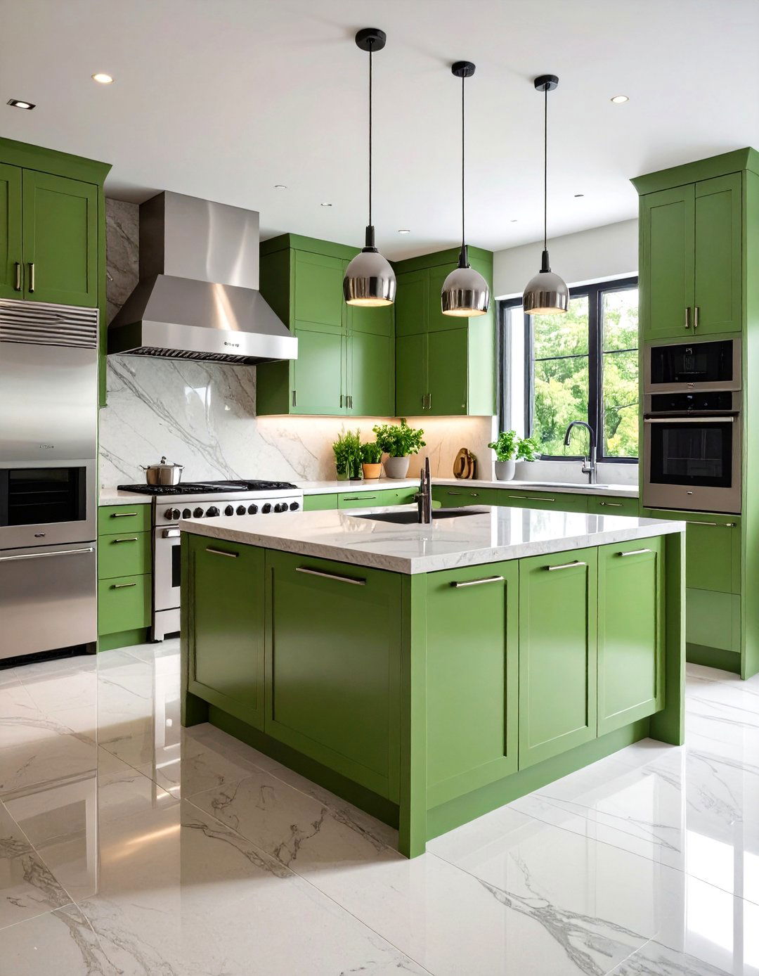 Polished Travertine with Stainless Steel Elements - 24 Travertine Floor Kitchen Ideas