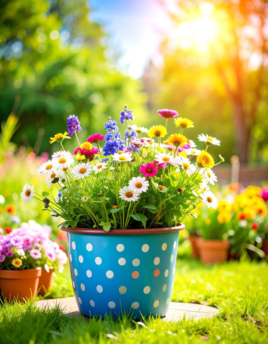Polka Dot Playful Pattern Pots - 24 Painted Pot Ideas