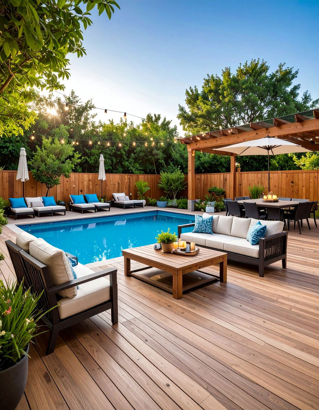 Pool Adjacent Entertainment Area - 24 Backyard Deck Ideas on a Budget