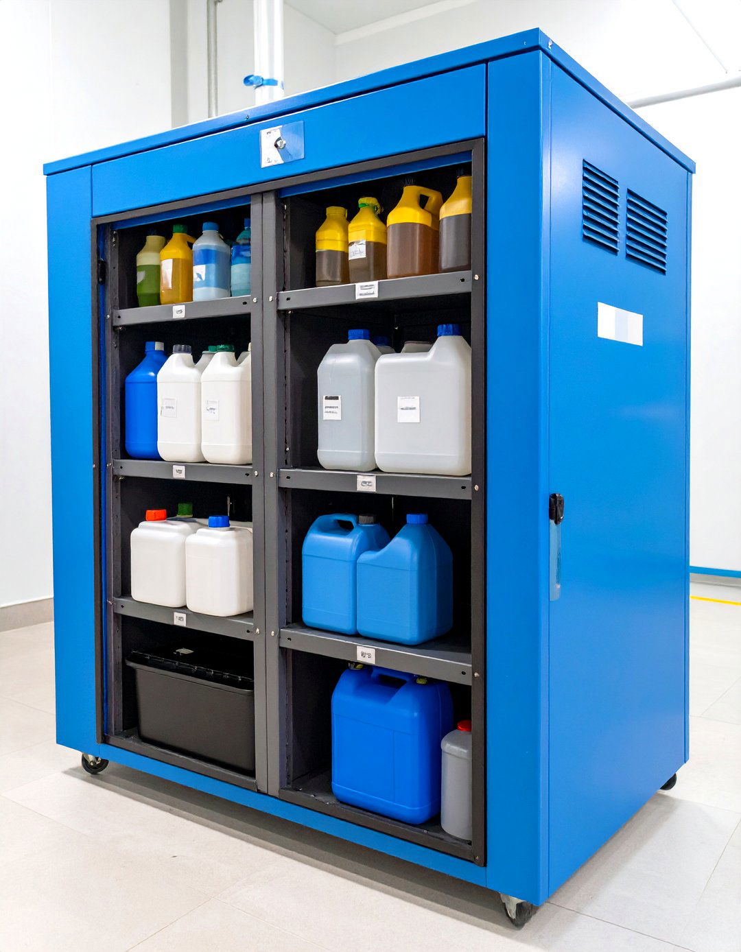 Pool Chemical Storage Cabinets with Safety Features - 24 Pool Storage Ideas
