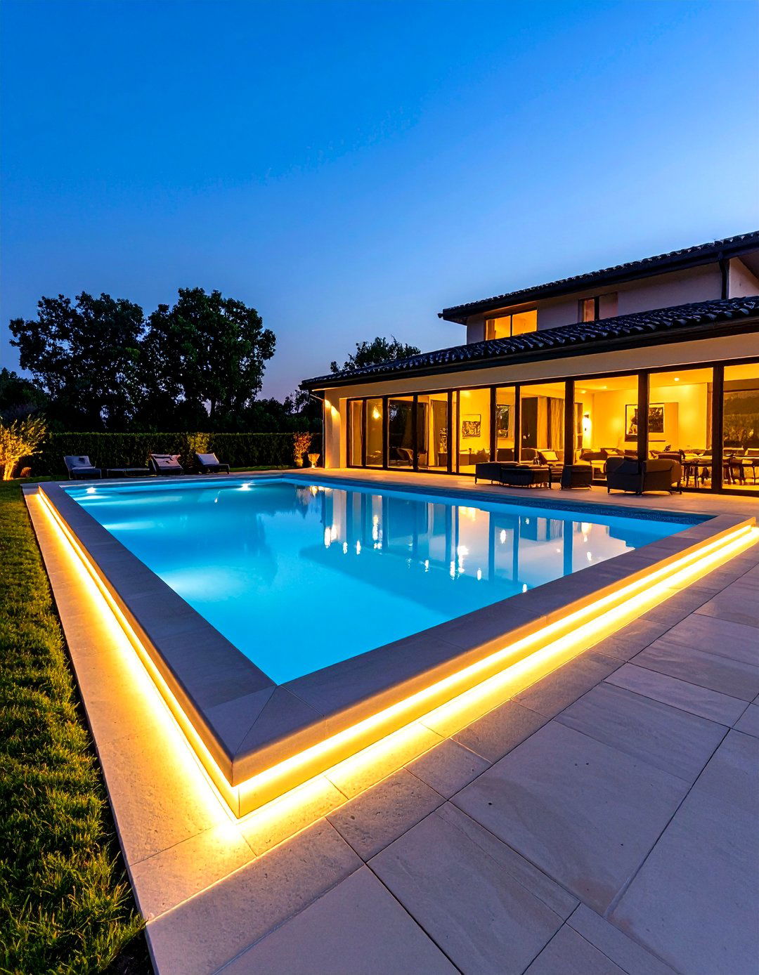 Pool Coping Edge Strip Lighting - 24 Pool Lighting Ideas