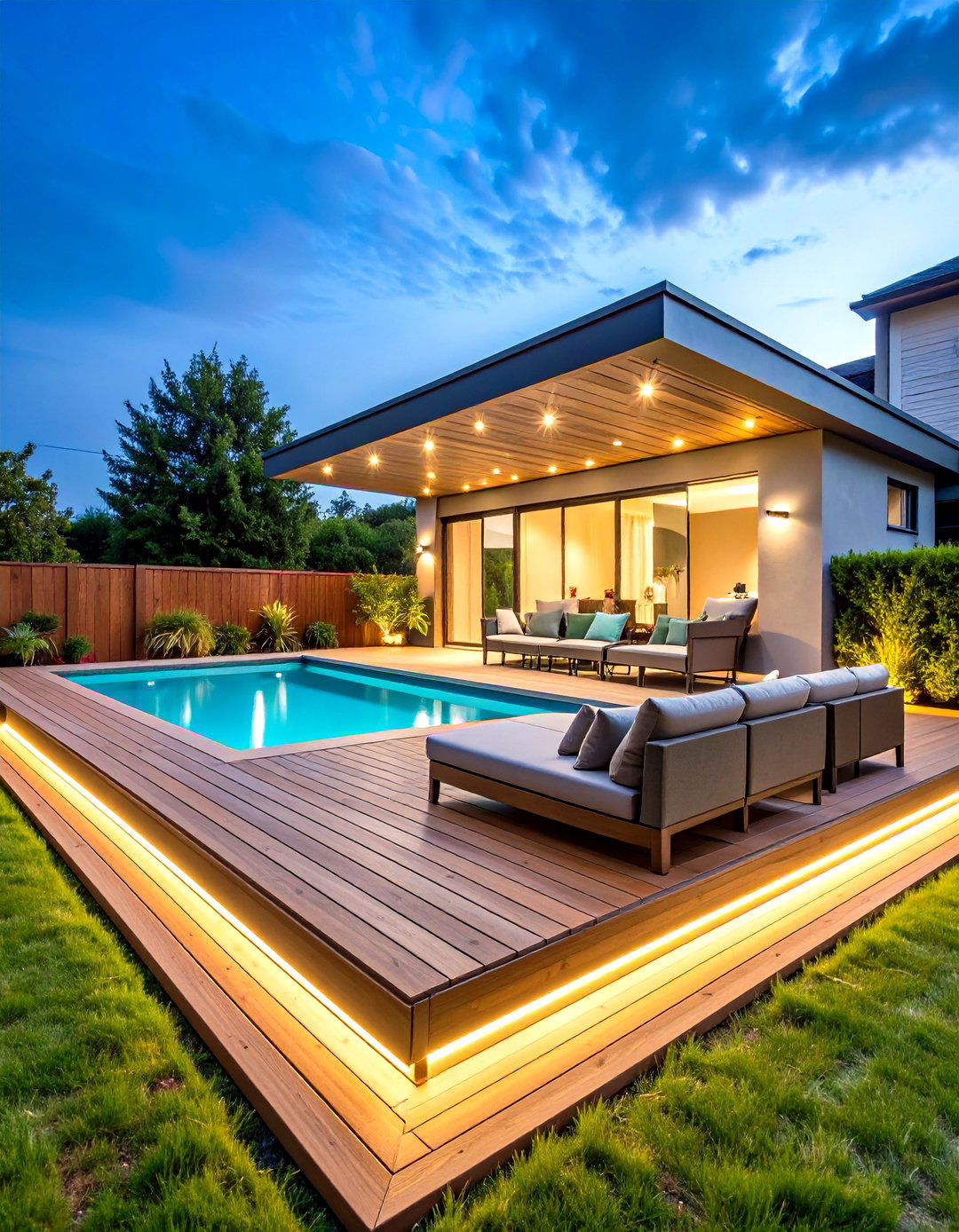 Pool Deck with Built In Seating and Hidden Storage - 24 Pool Deck Ideas