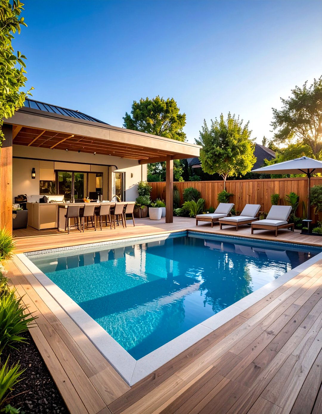Pool Deck with Swim Up Bar - 24 Large Deck Ideas