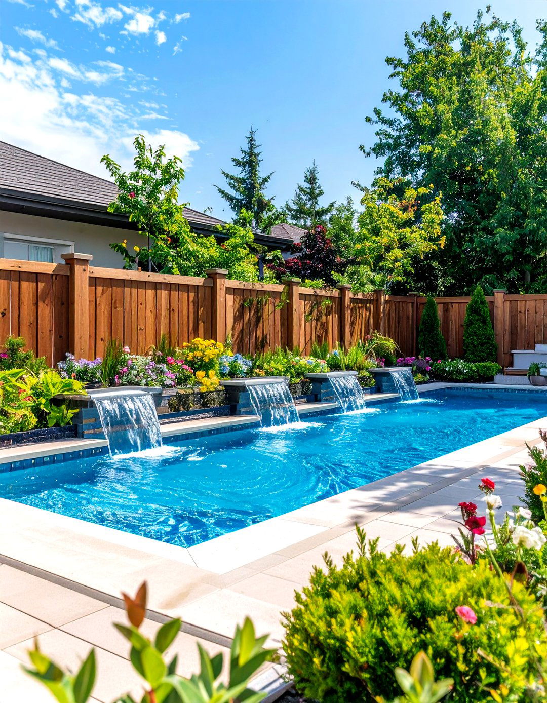 Pool Fence with Integrated Water Features - 24 Pool Fence Ideas