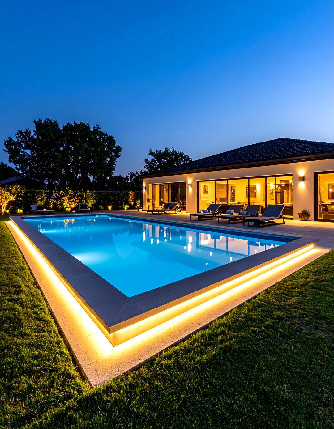 Pool Landscape Border Definition Lighting - 24 Pool Lighting Ideas
