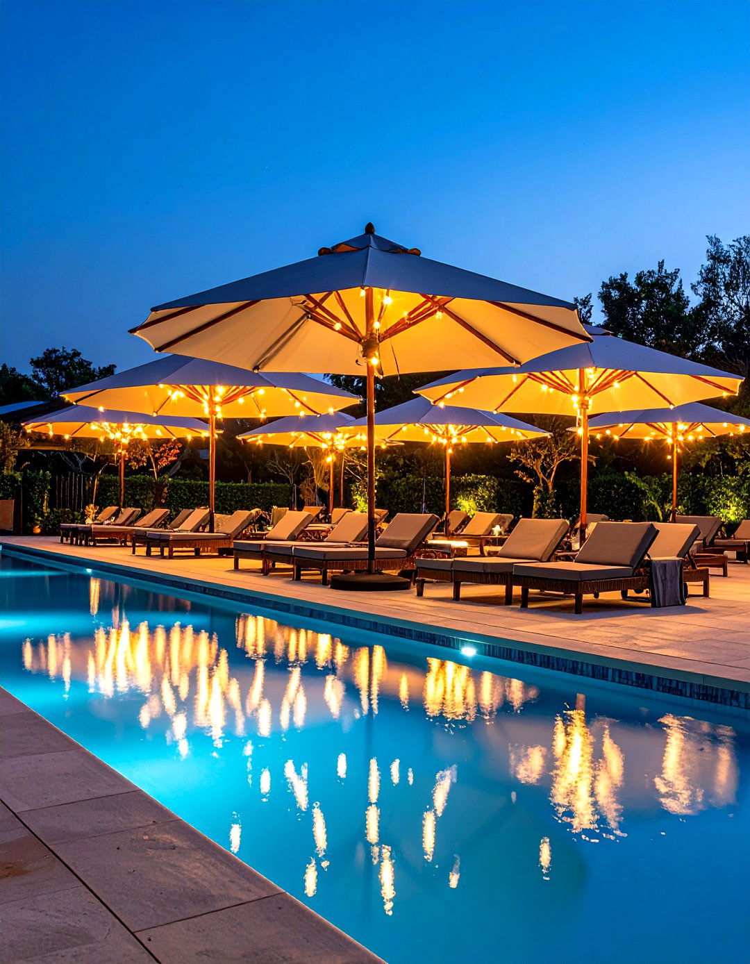 Pool Poolside Umbrella Market Lighting - 24 Pool Lighting Ideas