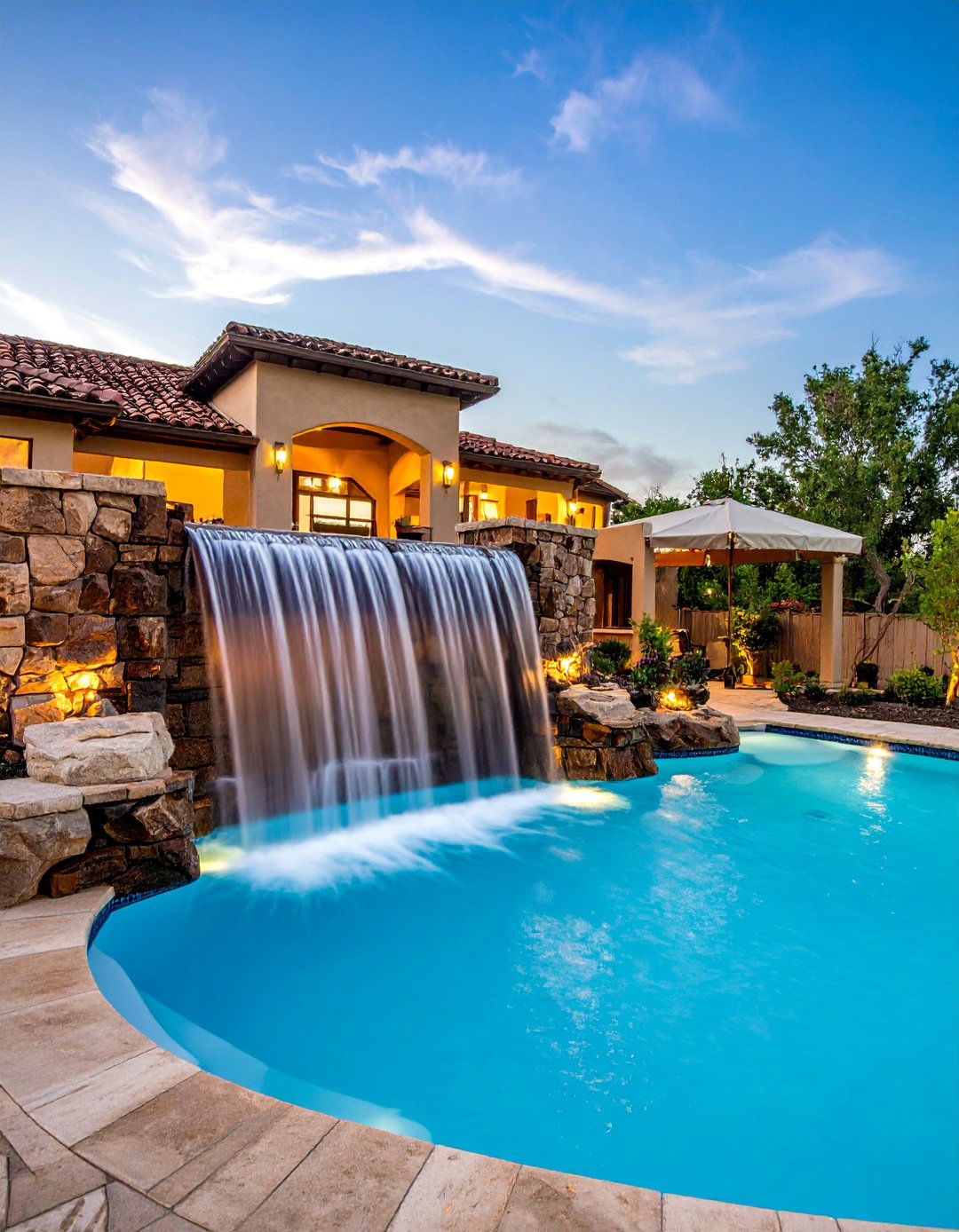 Pool Spillover Spa Waterfall - 24 Backyard Waterfall Ideas