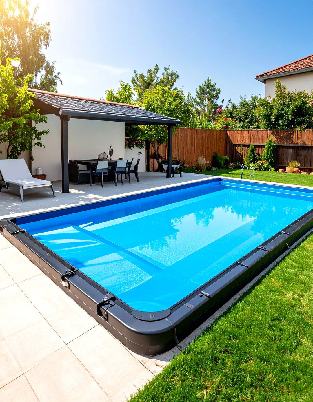 Pool with Automated Cover - 24 Backyard Pool Ideas
