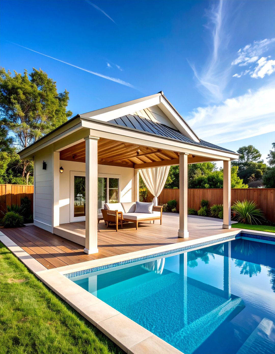 Poolside Cabana Structure - 24 Pool Privacy Ideas
