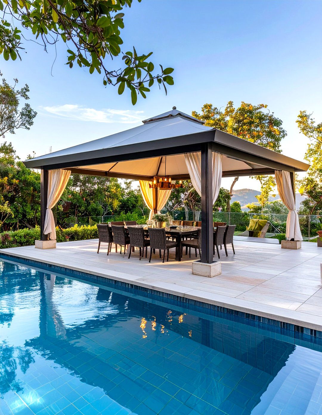 Poolside Dining Gazebos - 24 Pool Furniture Ideas