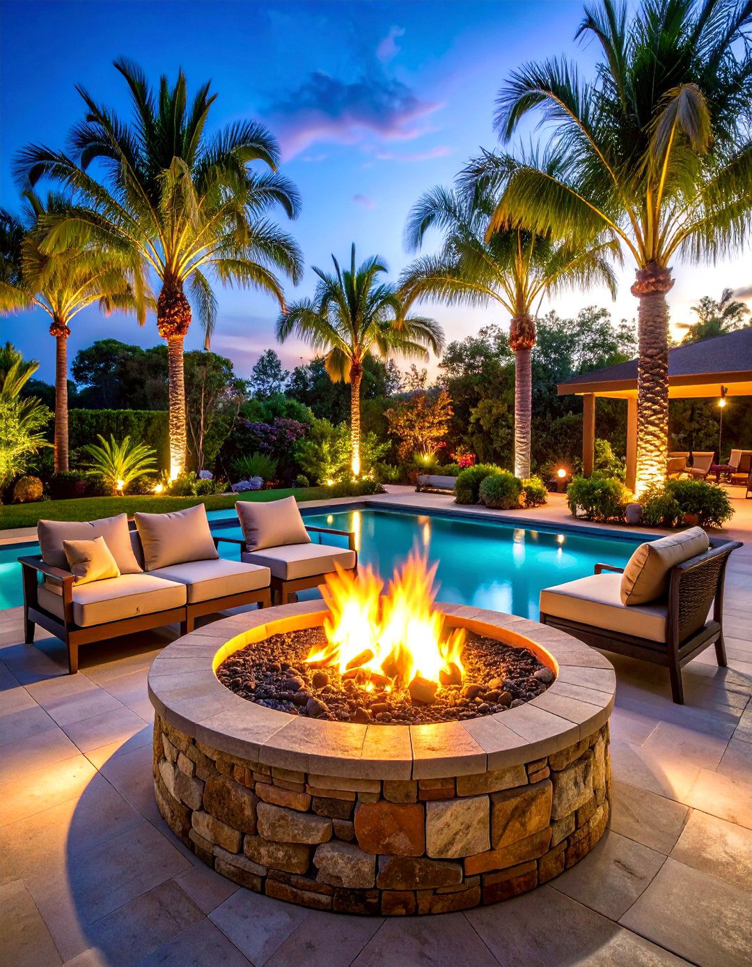 Poolside Fire Pit Entertainment Zone - 24 Backyard Fire Pit Ideas Landscaping