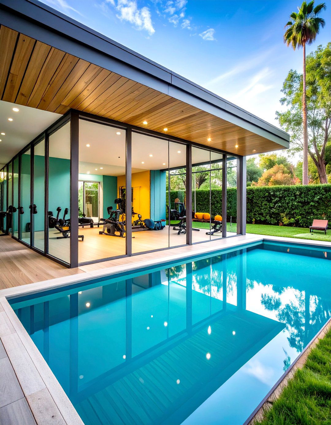 Poolside Gym Fitness Shed - 24 Pool Shed Ideas
