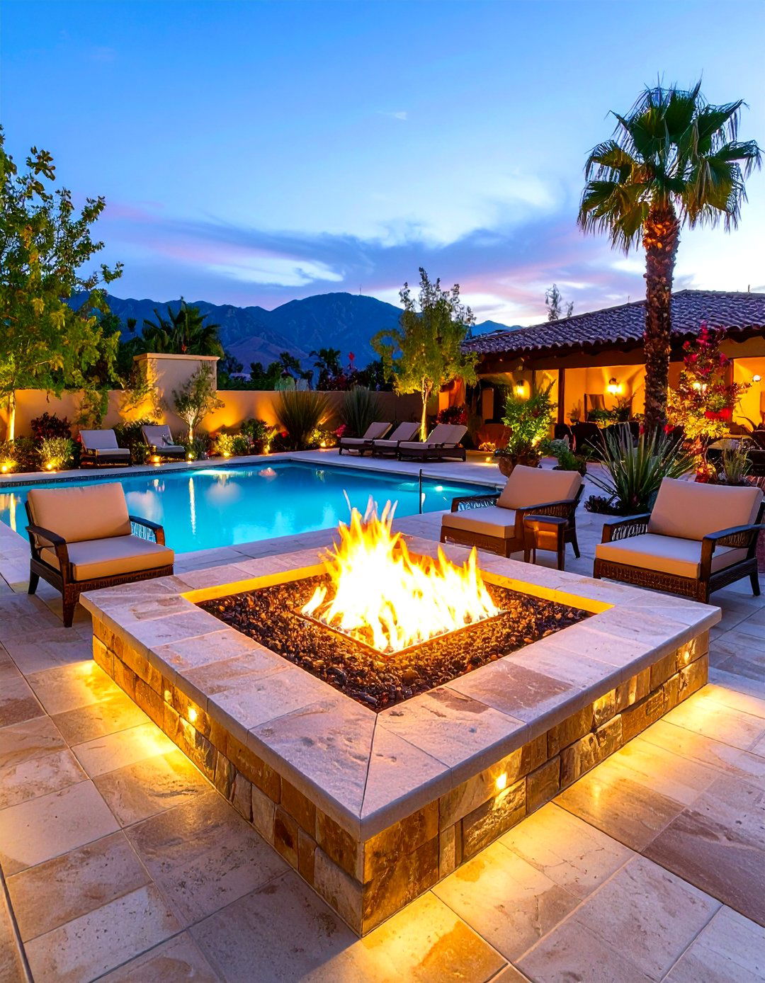 Poolside Resort Fire Pit - 24 Sunken Fire Pit Ideas