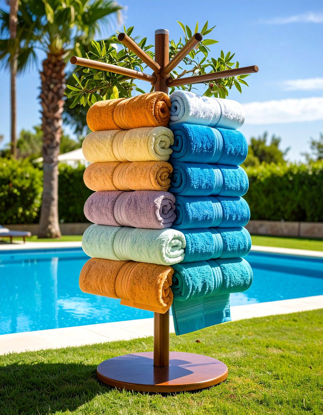 Poolside Towel Trees with Multiple Arms